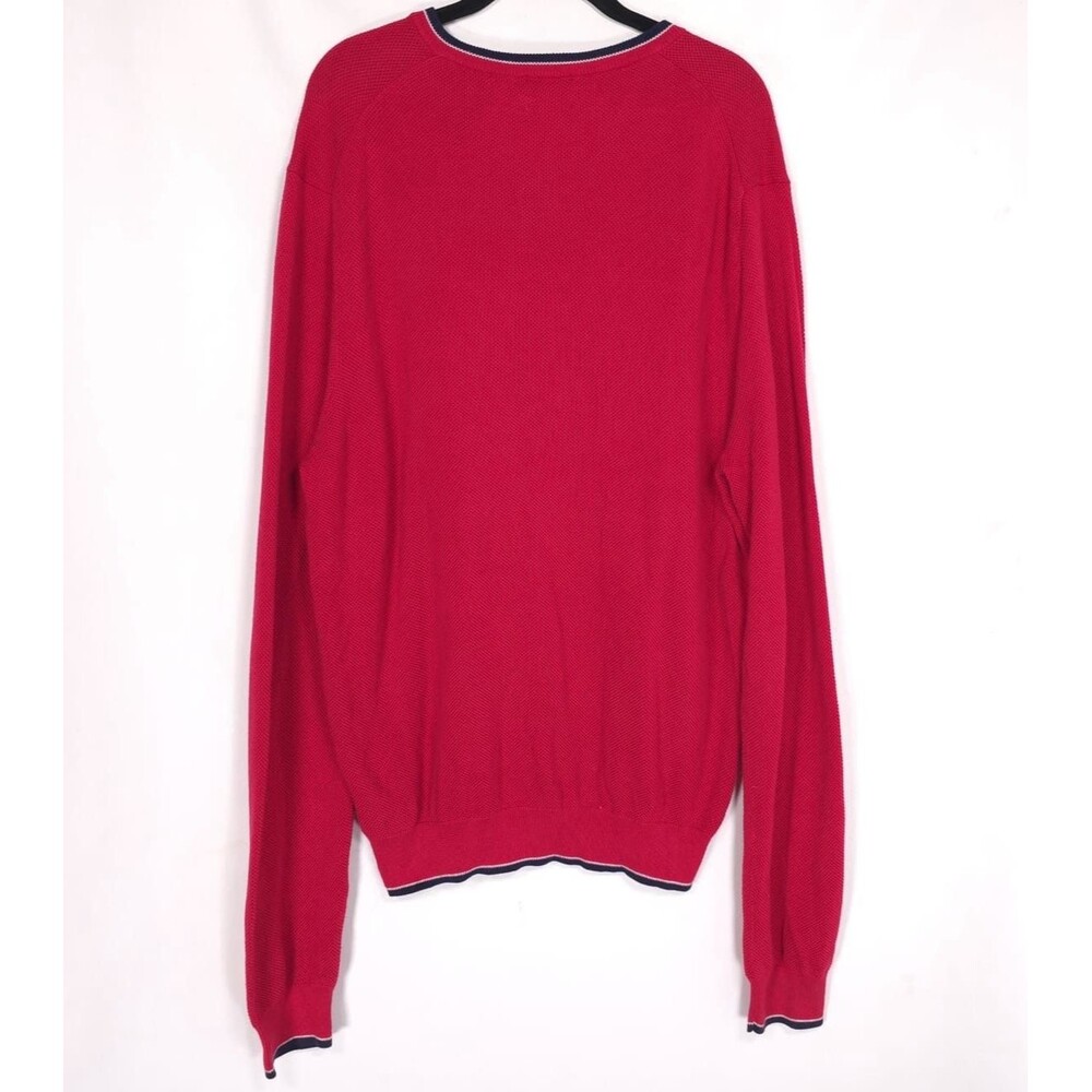 VTG Brooks Brothers Knit Pullover Sweater Men’s XL Red Supima Cotton V Neck Logo - Picture 8 of 9